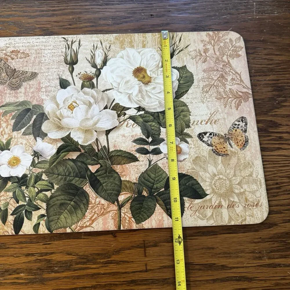 Vintage Roses‎ Placemats Set of 4 Cork Backing Hard Butterfly Floral Victorian